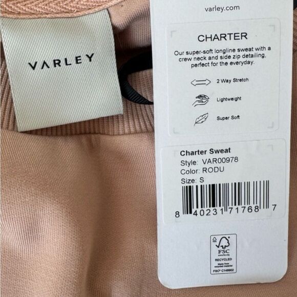 VARLEY Charter Blush Pink Sweatshirt Sweater Super Soft Top - Size M - Picture 3 of 5